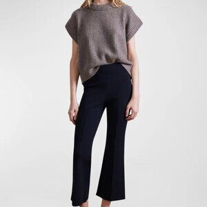 APIECE APART Rene Pintuck Cropped Flare Leg Pant Black Size Small